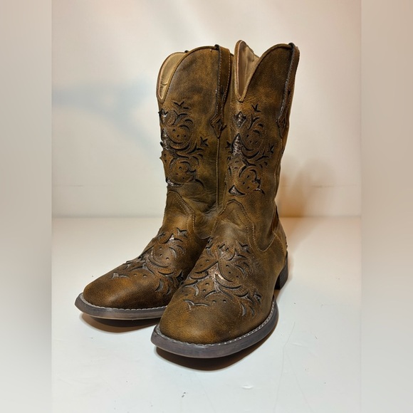 Roper Women's Sz 8 Kennedy Western Boot Broad Square Toe 09-021-1903-2583 Brown - Picture 1 of 8